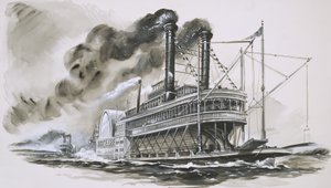 The Robert E Lee Leads the Natchez in Their Famous Race up the Mississippi River by English School