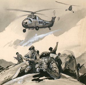 The Royal Marine Commandos in a trouble spot in the 1960s by English School