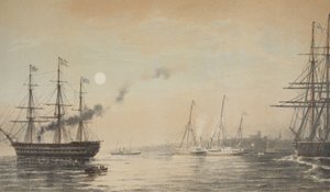 The Royal Yacht off Margate evening of 5th March 1863, from A Memorial of the Marriage of Edward VII and Alexandra of Denmark by English School
