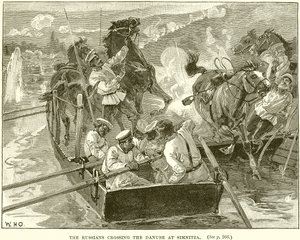 The Russians crossing the Danube at Simnitza by English School