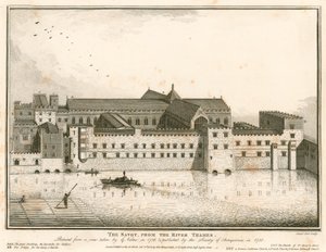 The Savoy, London, from the River Thames by English School