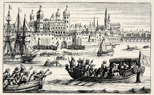 The Seven Bishops going to the Tower, April 1688 by English School