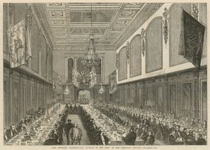 The Sheriffs Inauguration Banquet in the Hall of the Skinners Company by English School