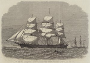 The Ship Glad Tidings, with a Cargo of American Cotton, entering the Port of Liverpool by English School