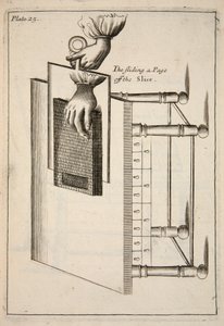 The Sliding a Page off the Slice, pub. 1683 engraving by English School