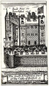 The South Prospect of Part of the Castle of Bristoll by English School