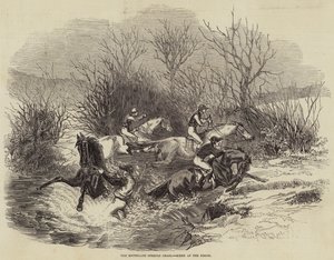 The Southgate Steeple Chase, Scene at the Brook (engraving) by English School