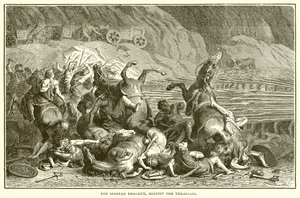 The Spartan Phalanx against the Thracians by English School