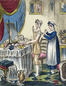 The Stays, plate 1 from The Progress of the Toilet, c.1810 by English School