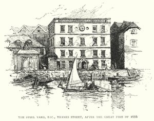 The Steel Yard, etc, Thames Street, after the Great Fire of 1666 by English School