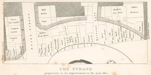 The Strand, London, prior to its improvement in the year 1810; plan of the area by English School