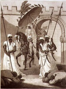 The Sultan of Morocco Coming out to Give Audience, pub. by Henry Colburn by English School