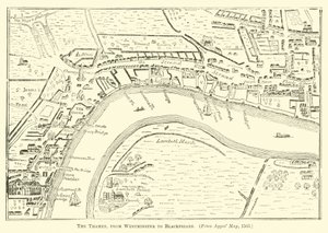 The Thames, from Westminster to Blackfriars by English School