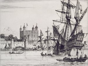 The Tower of London in the Middle Ages by English School