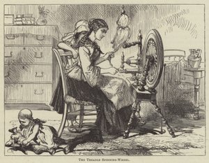 The Treadle Spinning-Wheel by English School