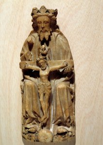The Trinity God tempted his son Jesus on the cross. Sculpture in alabaster of the English School. 15th century Paris, National Museum of the Middle Ages, Thermes de Cluny