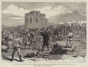 The War in the Soudan, Head-Quarters Camp, outside Souakim, Prisoners at Work cleaning the Camp by English School