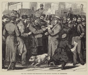 The War, reading War Telegrams in the Nevsky Prospect, St Petersburg