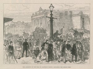 The Abolition of the Toll on Waterloo Bridge by English School
