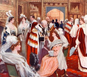 The Anteroom of the House of Peers Before the State Opening of Parliament by English School