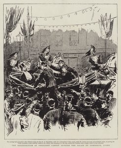 The assassination of President Carnot outside the Palais de Commerce, Lyons