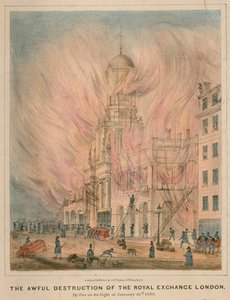 The Awful Destruction of the Royal Exchange, London, by Fire on the Night of 10 January 1838 by English School