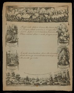 The bombardment of Copenhagen by the British forces and The landing of the British Forces in the Island of Zealand, published by T. and R. Hughes in 1807 by English School