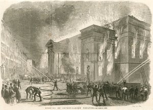 The burning of Covent Garden Theatre, London, on the morning of 5 March 1856 by English School