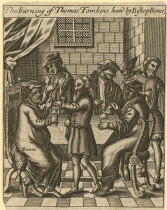 The Burning of Thomas Tomkins by English School
