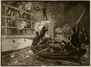The capture of the Caroline, 1837, illustration from Cassell