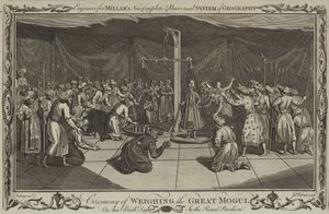 The ceremony of weighing the Great Mogul on his birthday by English School