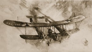 The coming of the big fighting aeroplane: the double-sized German biplane which British airmen have engaged, from The Illustrated War News