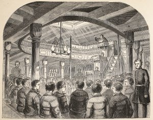 The convict chapel on board the Defence hulk at Woolwich, illustration from The Criminal Prisons of London and Scenes from Prison Life by Henry Mayhew and John Binny, pub. 1862