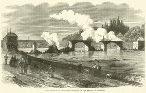 The Defence of Paris, the Burning of the Bridge of Asnieres, November 1870 by English School