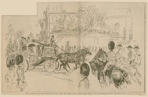 The departure of the Prince of Wales with the bride from Marlborough House for Buckingham Palace, 23 July 1896 by English School