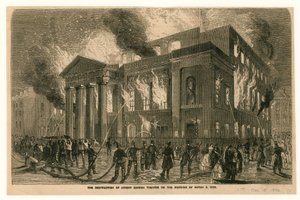 The destruction of Covent Garden Theatre, London, on the morning of 5 March 1856 by English School