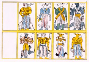The devils, including Ayimane, Sooniyan and Calloo-Coomare, from The History and Doctrine of Buddhism by Edward Upham, 1829