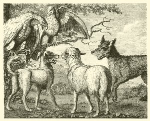 The dog and the sheep by English School