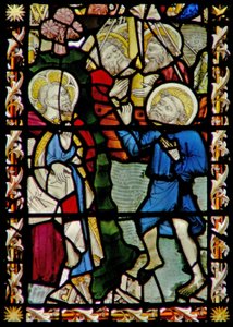 The east window depicting St Peter walks on the water with Christ