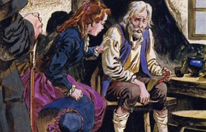 The elderly cobbler did not recognise his daughter by English School