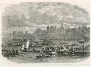 The Female Blondin Crossing the Thames from Battersea to Cremorne on a Tight Rope by English School