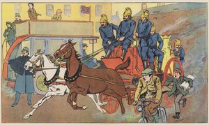 The fire engine dashing to the rescue by English School