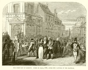 The First Day of Liberty: Scene in Paris, 1789, After the Capture of the Bastille by English School