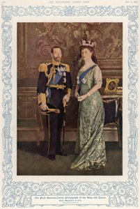The first natural colour photograph of King George V (1865-1936) and Queen Mary (1867-1953) in 1914, reproduced in The Illustrated London News, 4th May 1935 by English School