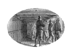 The gallery - cages below decks where prisoners were confined prior to transportation to Australia, illustrated in The Martyrs of Tolpuddle, published by Trades Union Congress, 1934 by English School
