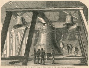 The great bell and the quarter bells in their place in the Clock Tower, Westminster