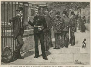 The great war of 1892, a forecast; Recruiting at St Martins Church by English School