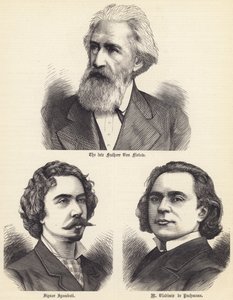 The late Freiherr Von Flotow, Signor Sgambati, M Vladimir de Pachmann (engraving) by English School