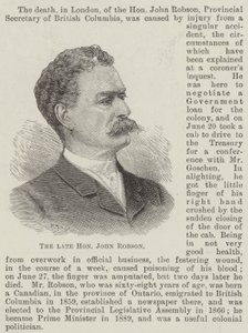 The late Honourable John Robson