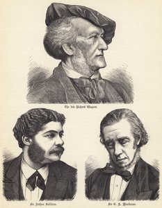 The late Richard Wagner, Sir Arthur Sullivan, Sir G A Macfarren (engraving) by English School